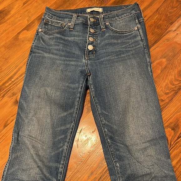 Madewell Slim Straight Jeans Blue Distressed Button-Front Edition size 25 - Picture 4 of 16